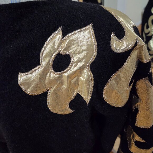 Vintage wool angora sweater with lamé appliqué large - Picture 4 of 5